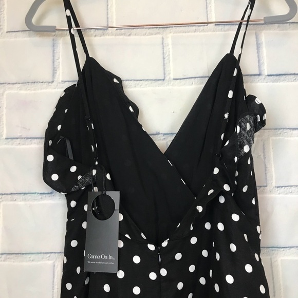 Privacy Please High Slit Black Polka Dot Dress - Picture 5 of 8